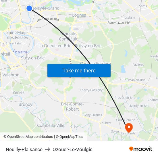 Neuilly-Plaisance to Ozouer-Le-Voulgis map