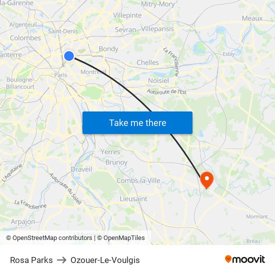 Rosa Parks to Ozouer-Le-Voulgis map