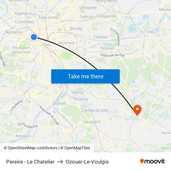 Pereire - Le Chatelier to Ozouer-Le-Voulgis map