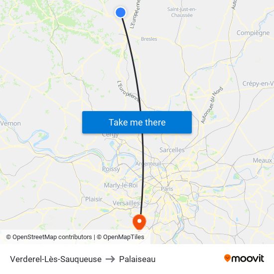 Verderel-Lès-Sauqueuse to Palaiseau map