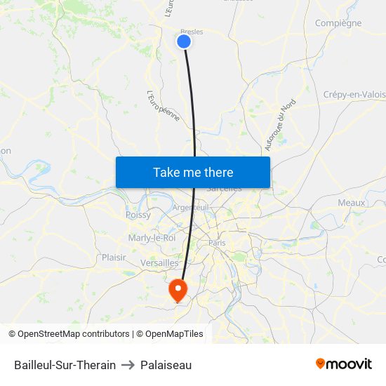 Bailleul-Sur-Therain to Palaiseau map