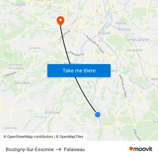 Boutigny-Sur-Essonne to Palaiseau map