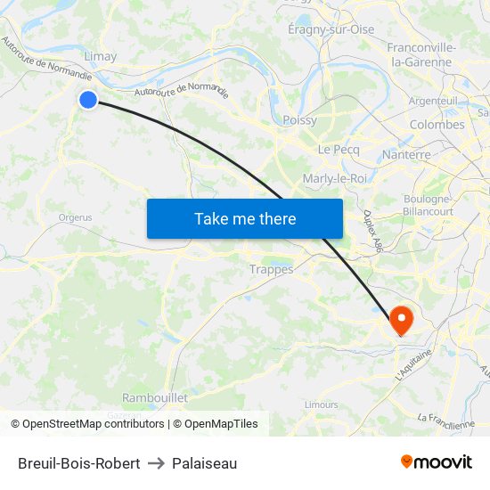 Breuil-Bois-Robert to Palaiseau map