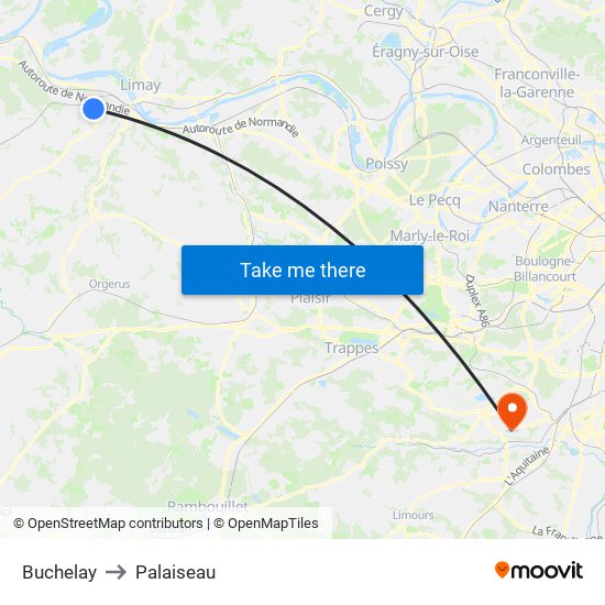 Buchelay to Palaiseau map