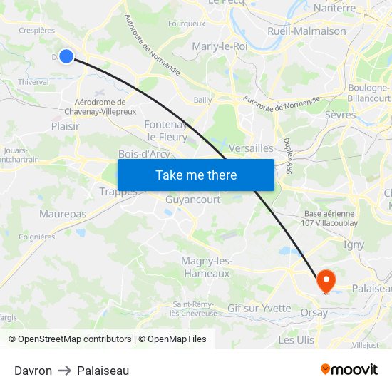 Davron to Palaiseau map