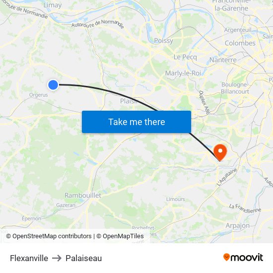 Flexanville to Palaiseau map