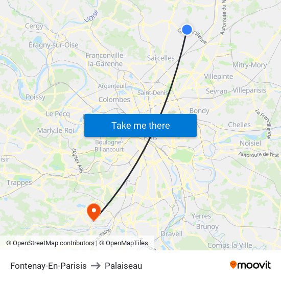 Fontenay-En-Parisis to Palaiseau map