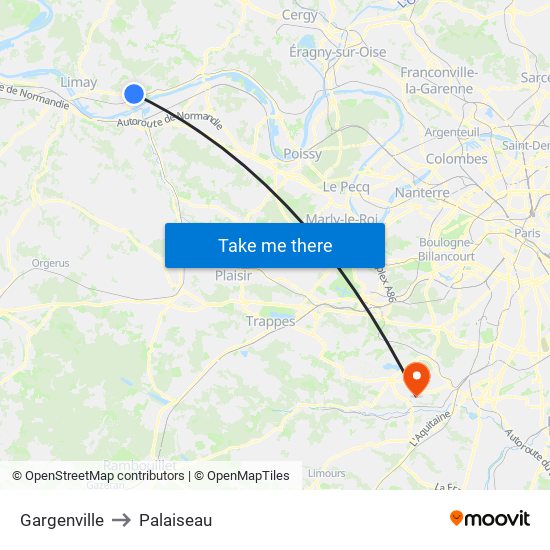 Gargenville to Palaiseau map