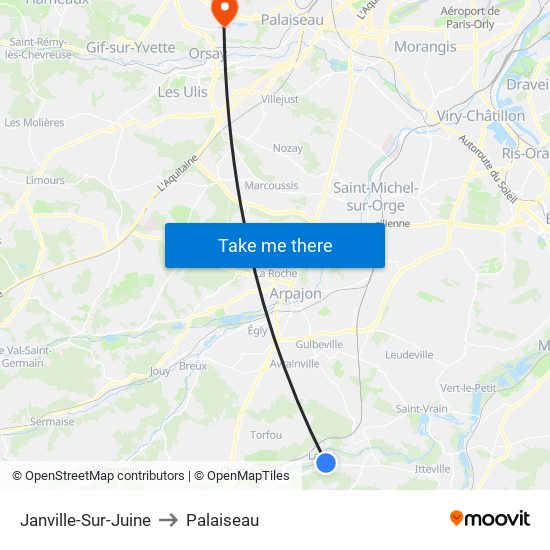 Janville-Sur-Juine to Palaiseau map