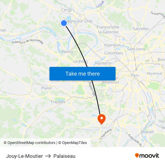 Jouy-Le-Moutier to Palaiseau map