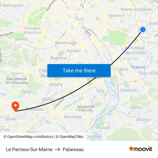 Le Perreux-Sur-Marne to Palaiseau map