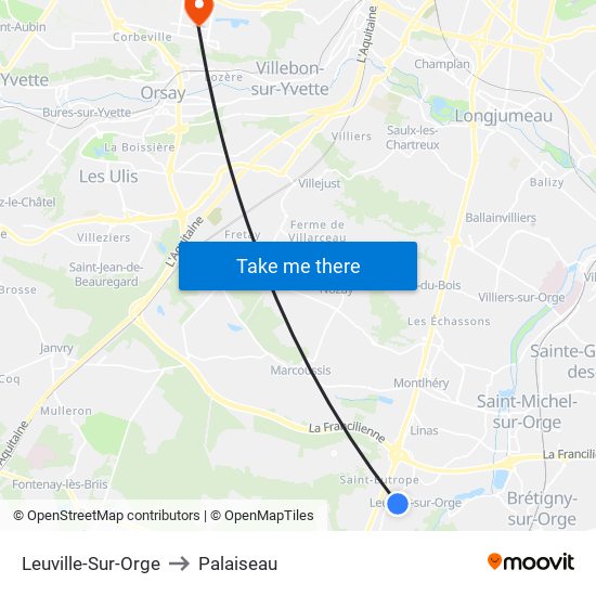 Leuville-Sur-Orge to Palaiseau map