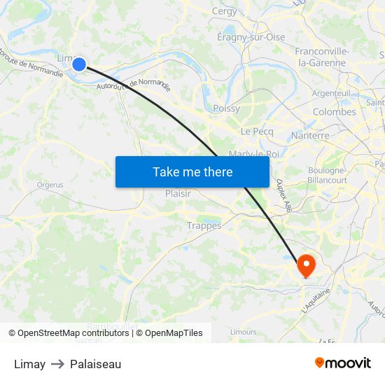 Limay to Palaiseau map