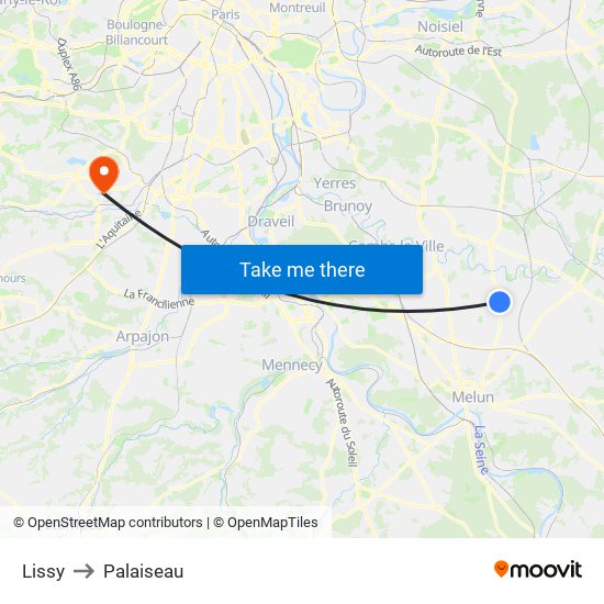 Lissy to Palaiseau map