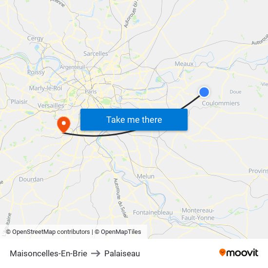 Maisoncelles-En-Brie to Palaiseau map