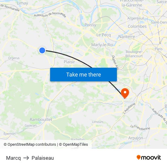 Marcq to Palaiseau map