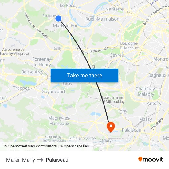 Mareil-Marly to Palaiseau map