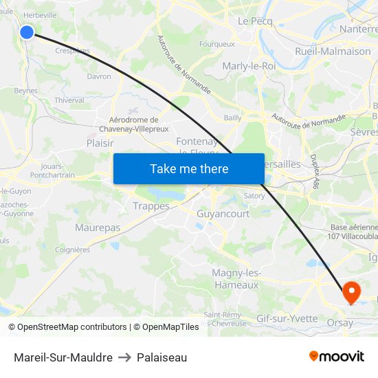 Mareil-Sur-Mauldre to Palaiseau map
