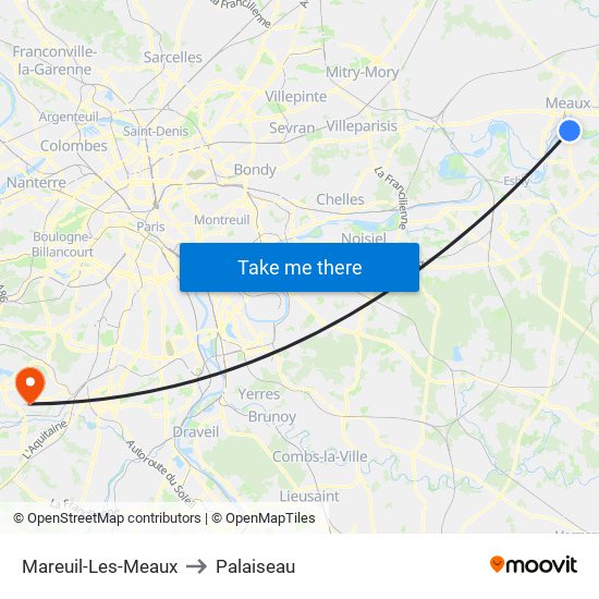 Mareuil-Les-Meaux to Palaiseau map