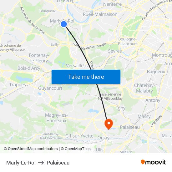Marly-Le-Roi to Palaiseau map