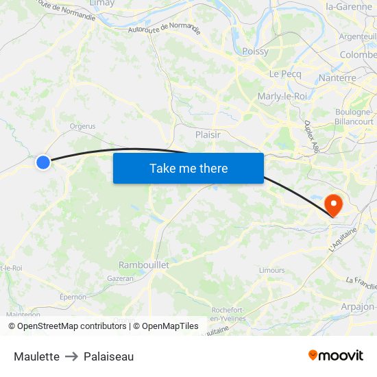 Maulette to Palaiseau map