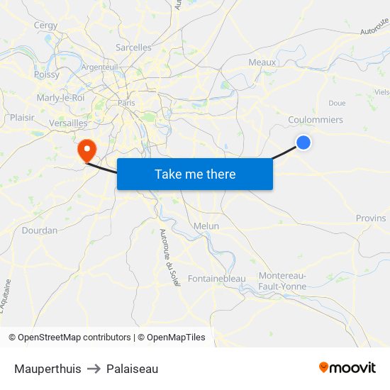 Mauperthuis to Palaiseau map