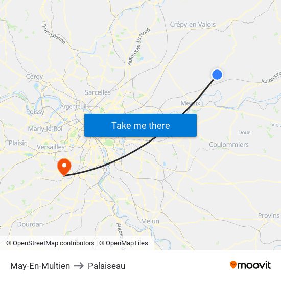 May-En-Multien to Palaiseau map