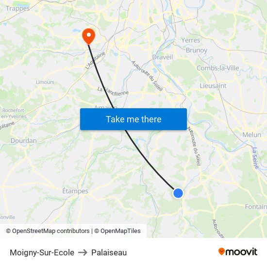 Moigny-Sur-Ecole to Palaiseau map