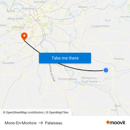 Mons-En-Montois to Palaiseau map