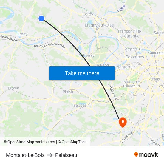 Montalet-Le-Bois to Palaiseau map
