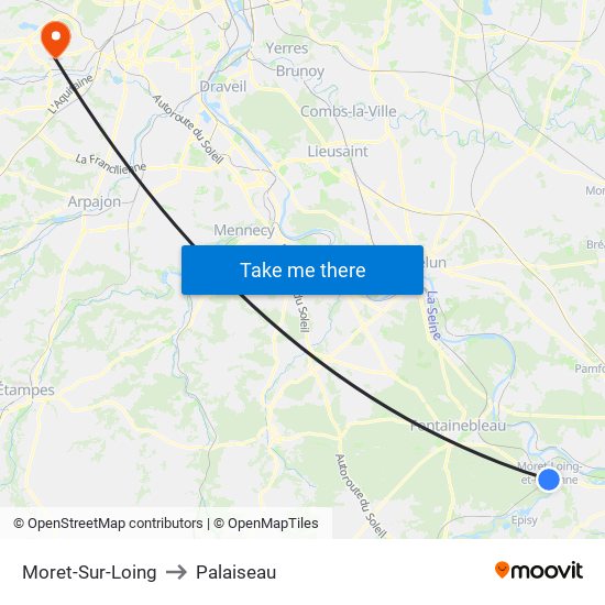 Moret-Sur-Loing to Palaiseau map