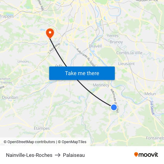 Nainville-Les-Roches to Palaiseau map