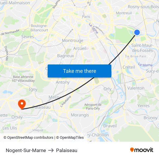 Nogent-Sur-Marne to Palaiseau map