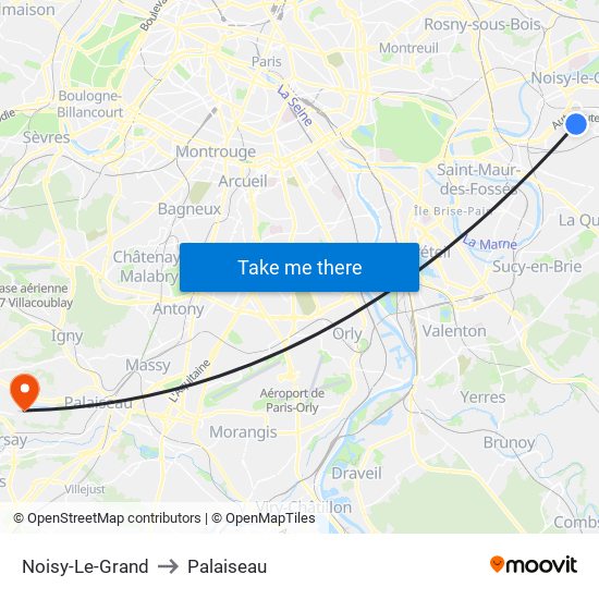 Noisy-Le-Grand to Palaiseau map