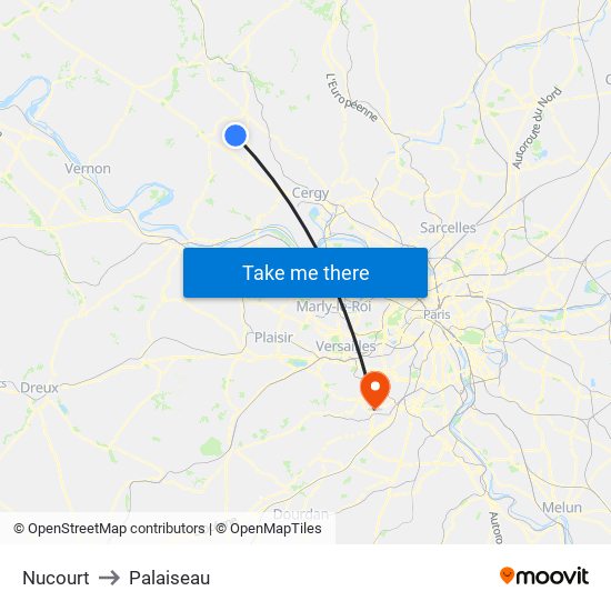 Nucourt to Palaiseau map