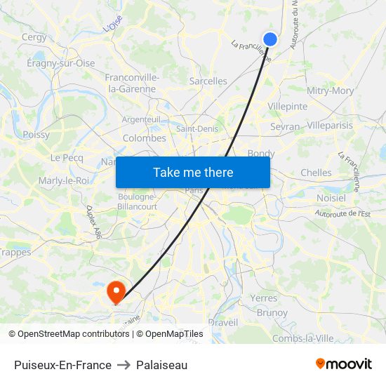 Puiseux-En-France to Palaiseau map