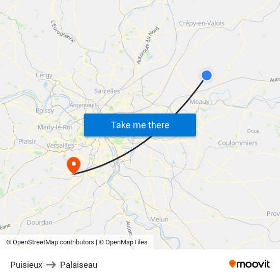 Puisieux to Palaiseau map