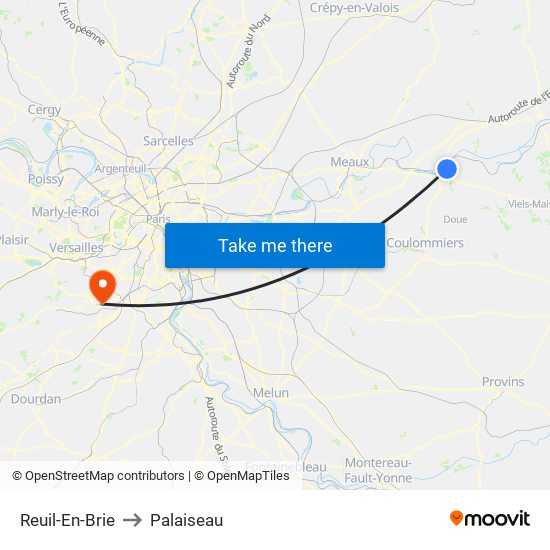 Reuil-En-Brie to Palaiseau map