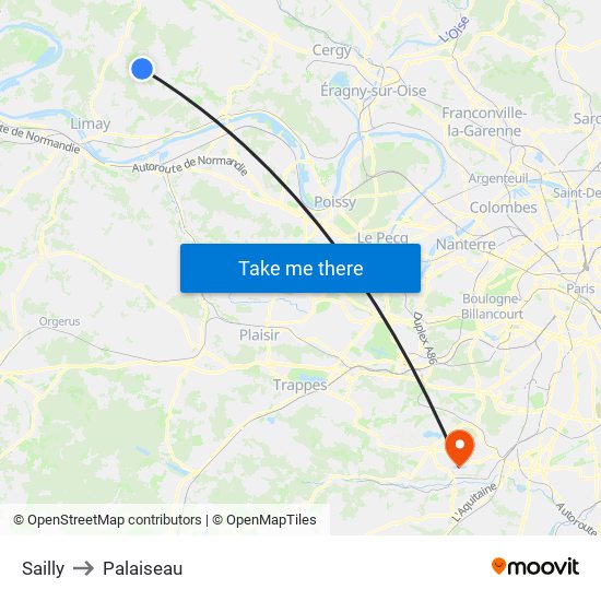 Sailly to Palaiseau map