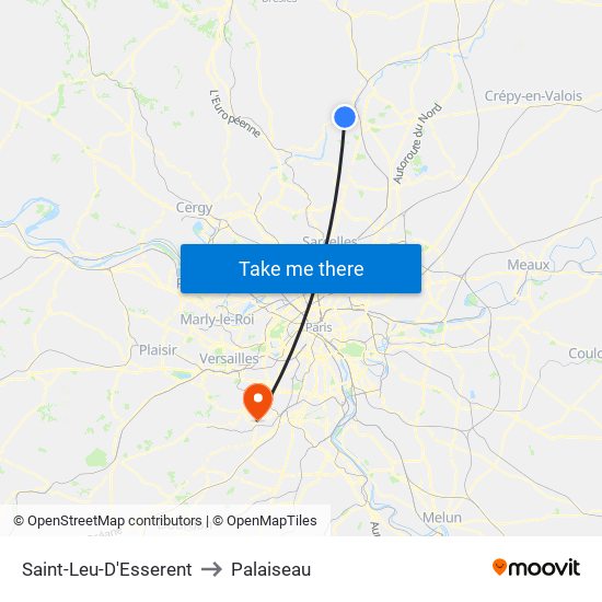 Saint-Leu-D'Esserent to Palaiseau map