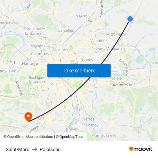 Saint-Mard to Palaiseau map