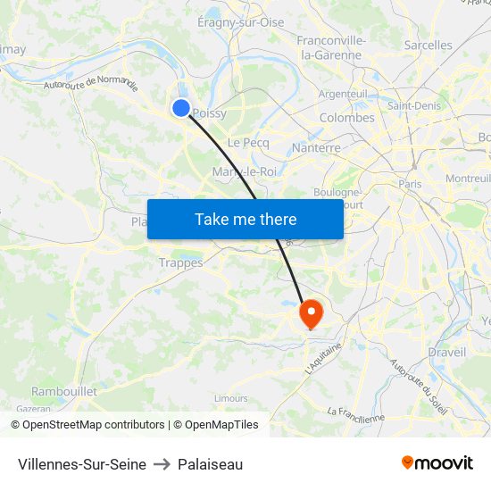 Villennes-Sur-Seine to Palaiseau map