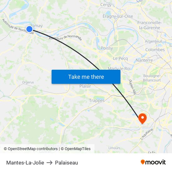 Mantes-La-Jolie to Palaiseau map
