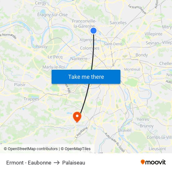 Ermont - Eaubonne to Palaiseau map