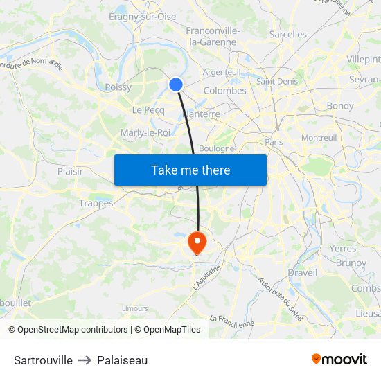 Sartrouville to Palaiseau map