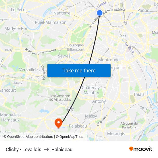 Clichy - Levallois to Palaiseau map