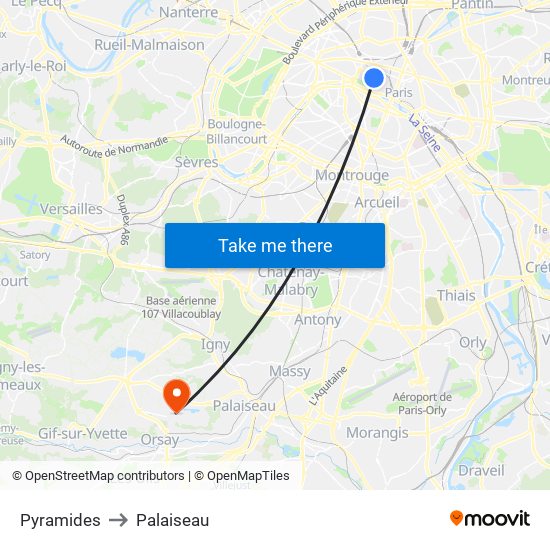 Pyramides to Palaiseau map