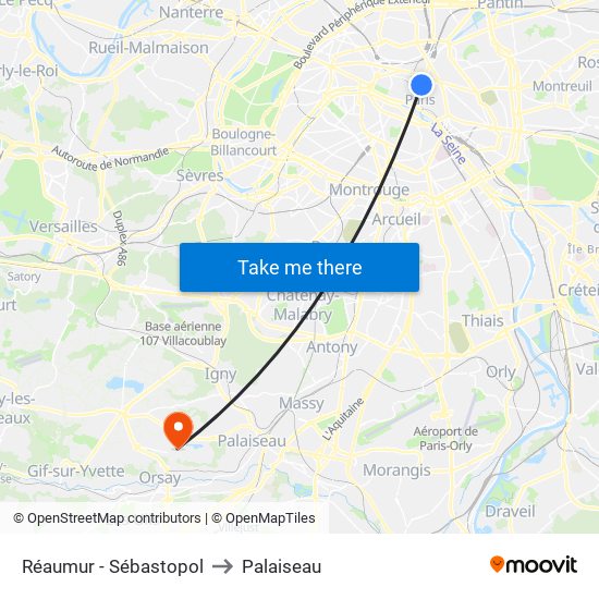 Réaumur - Sébastopol to Palaiseau map