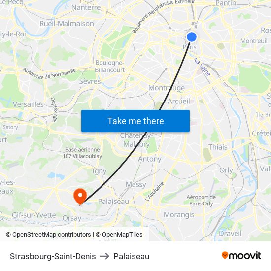 Strasbourg-Saint-Denis to Palaiseau map