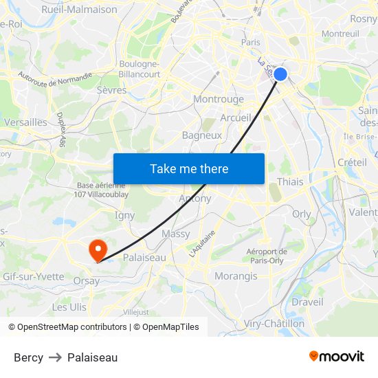 Bercy to Palaiseau map
